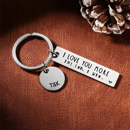 I Love You More Keychain Personalized Name Gifts for Couple