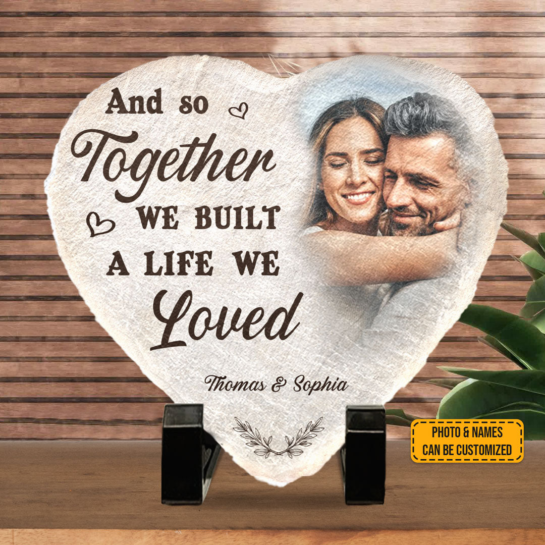 Couple Personalized Custom Heart Shaped Stone With Stand