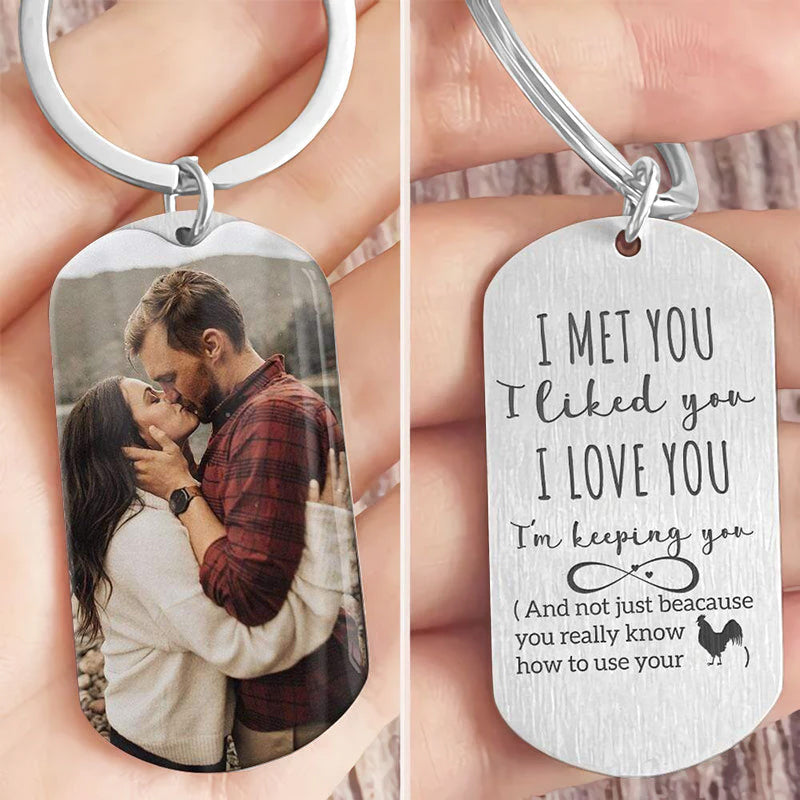 I Met You I Liked You I Love You Personalized Couples Keychain