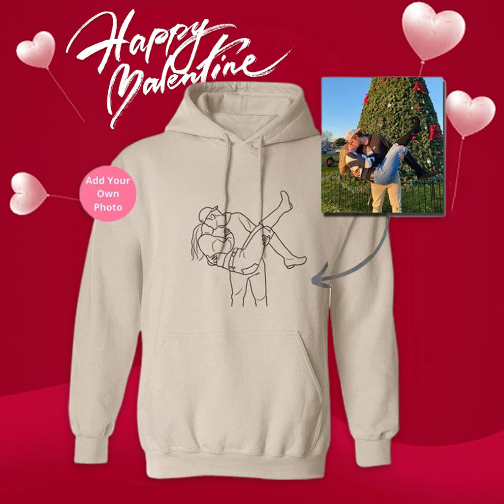 Personalized Photo Line Drawing Embroidered Hoodie