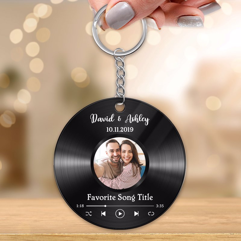 Favorite Song Custom Photo Disc Personalized Circle Acrylic Keychain