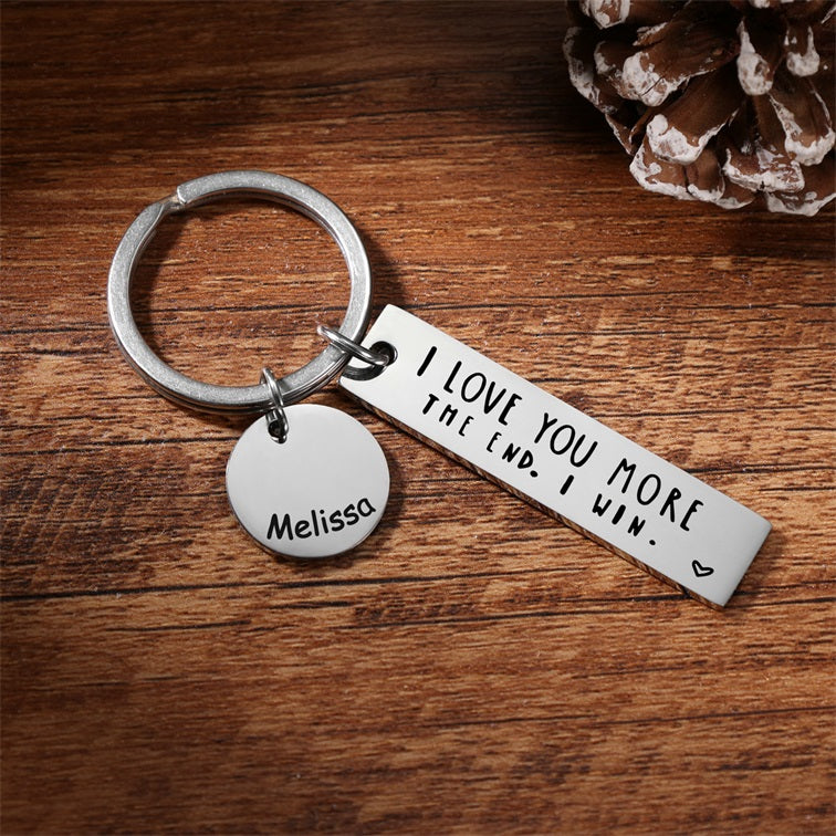 I Love You More Keychain Personalized Name Gifts for Couple