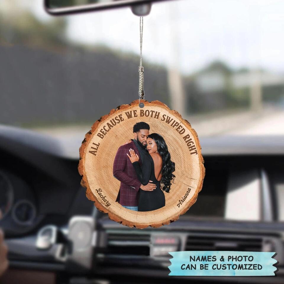 Personalized Car Hanging Ornament - Gift For Couple - All Because We Both Swipe