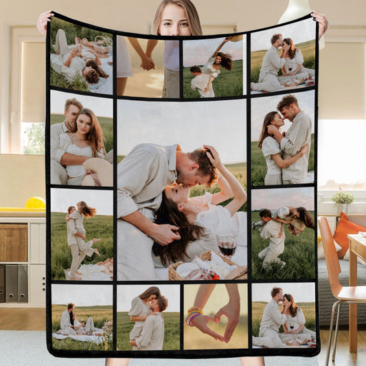 Custom 13 Photos Blanket Fleece Blanket For Him/Her