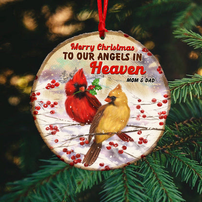 Merry Christmas To Angels - Personalized Cardinal Couple Ornament - Memorial Gift for Family Members