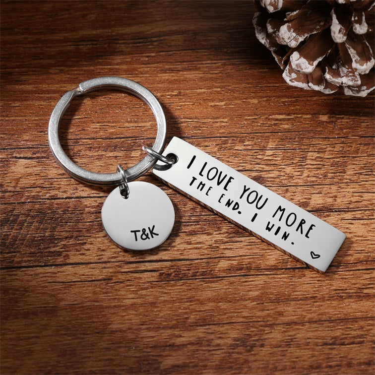 I Love You More Keychain Personalized Name Gifts for Couple