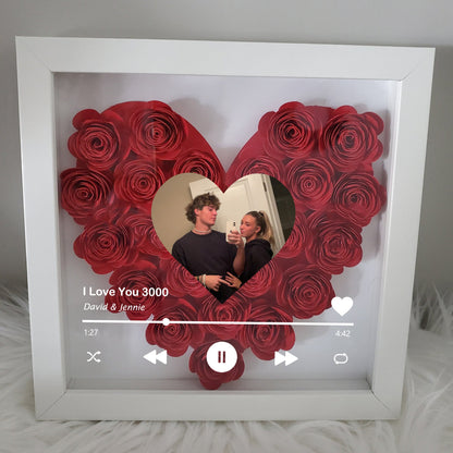 Custom Heart Flower Shadow Box with Photo