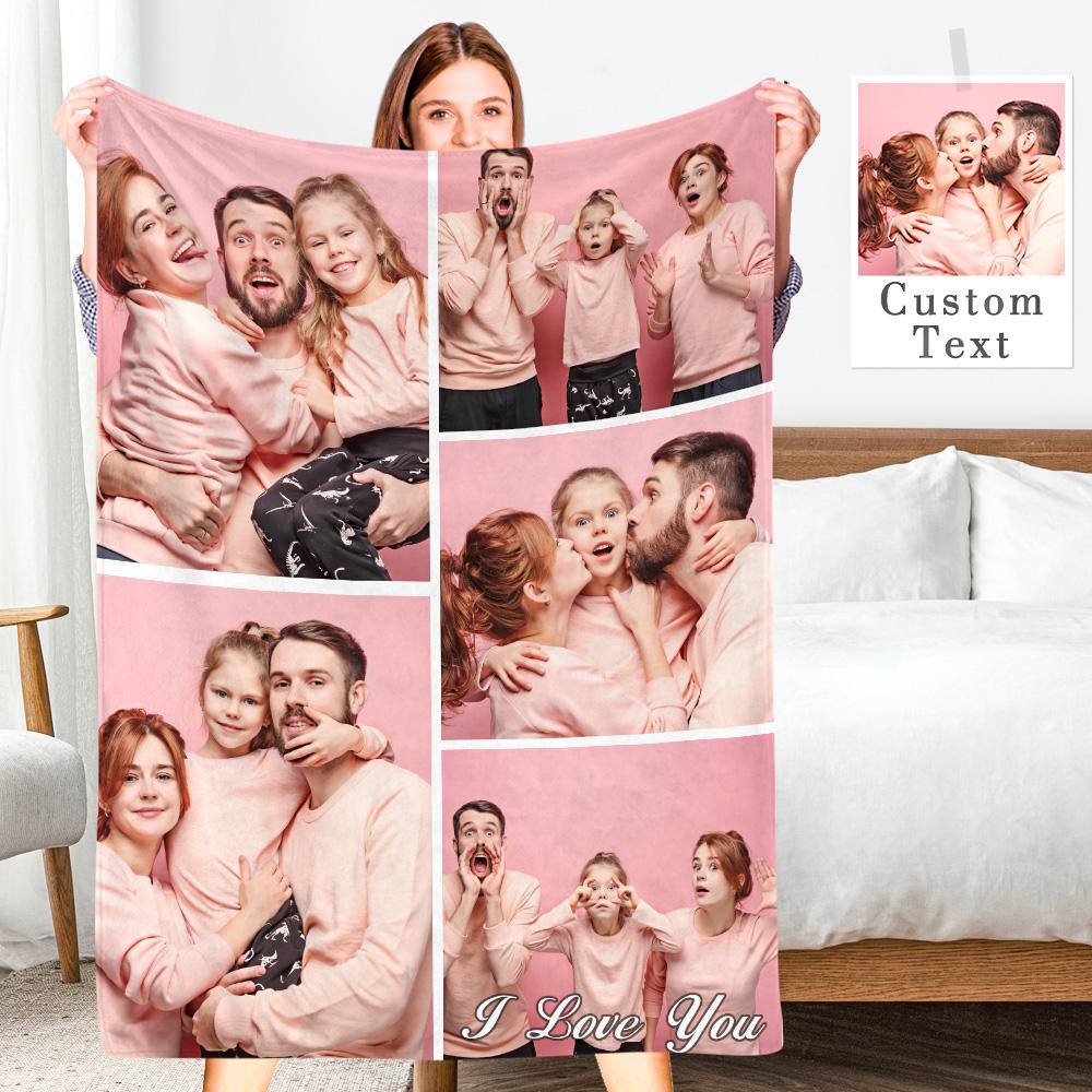 Personalized Photo Collage Blanket Soft Flannel Gift for Her