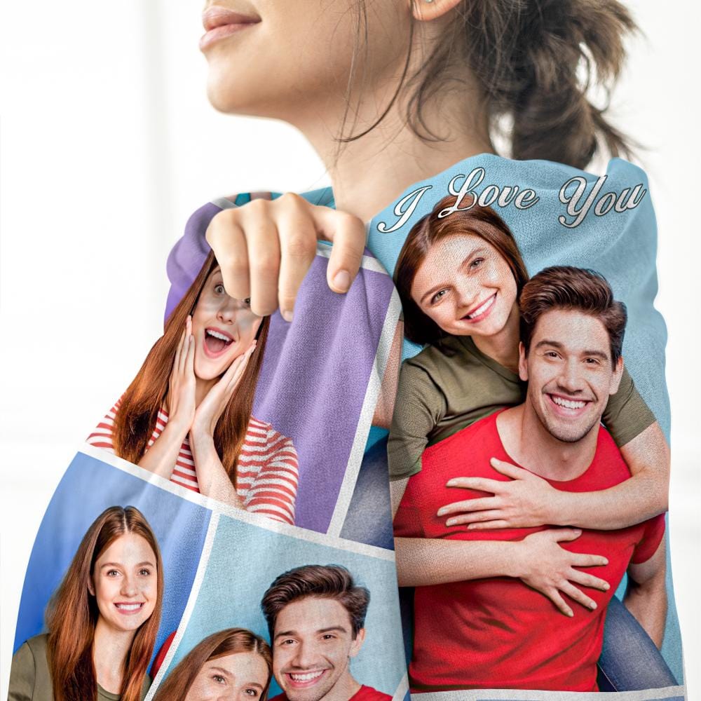 Personalized Photo Collage Blanket Soft Flannel Gift for Her