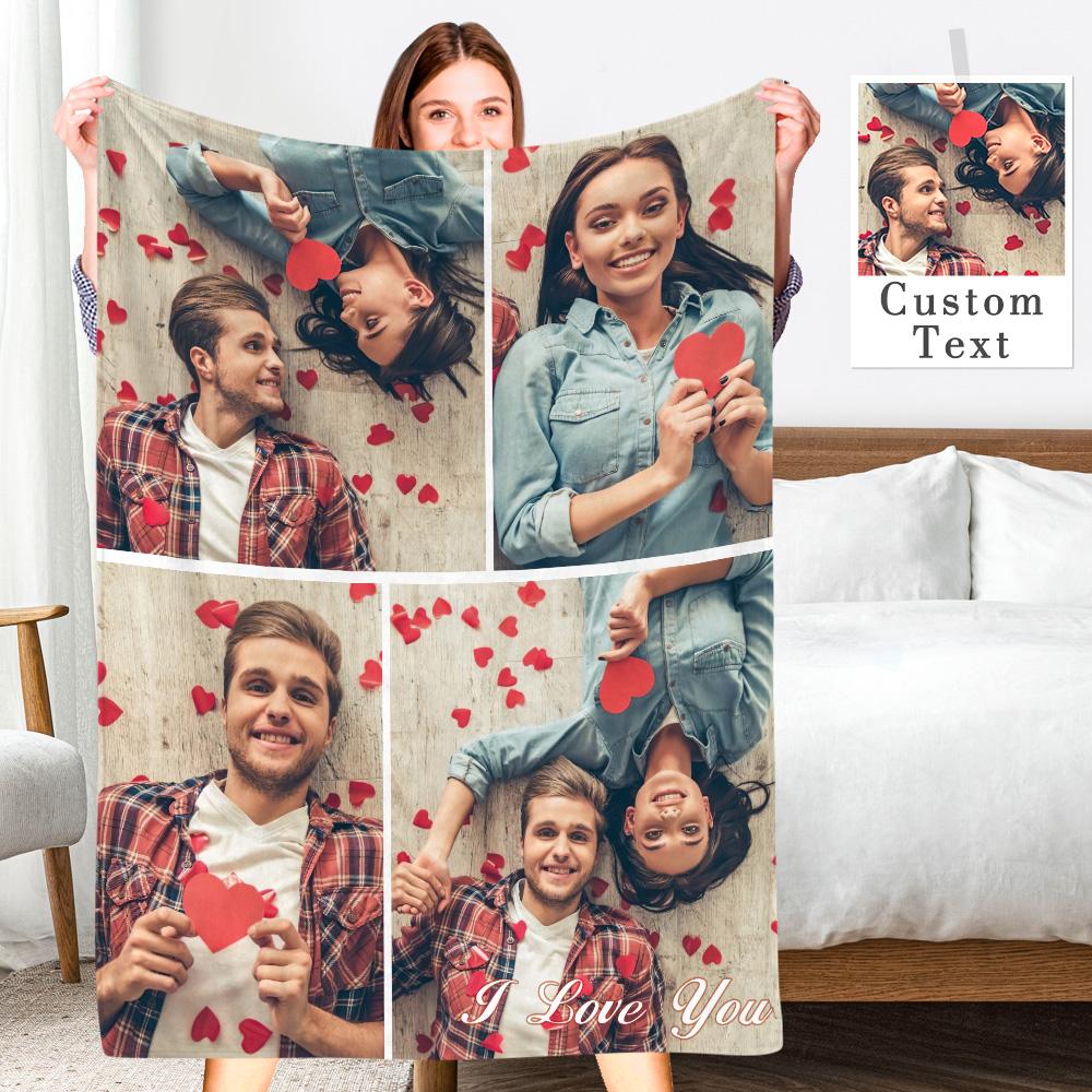 Personalized Photo Collage Blanket Soft Flannel Gift for Her