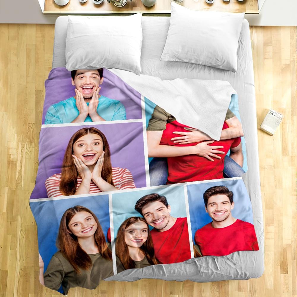 Personalized Photo Collage Blanket Soft Flannel Gift for Her