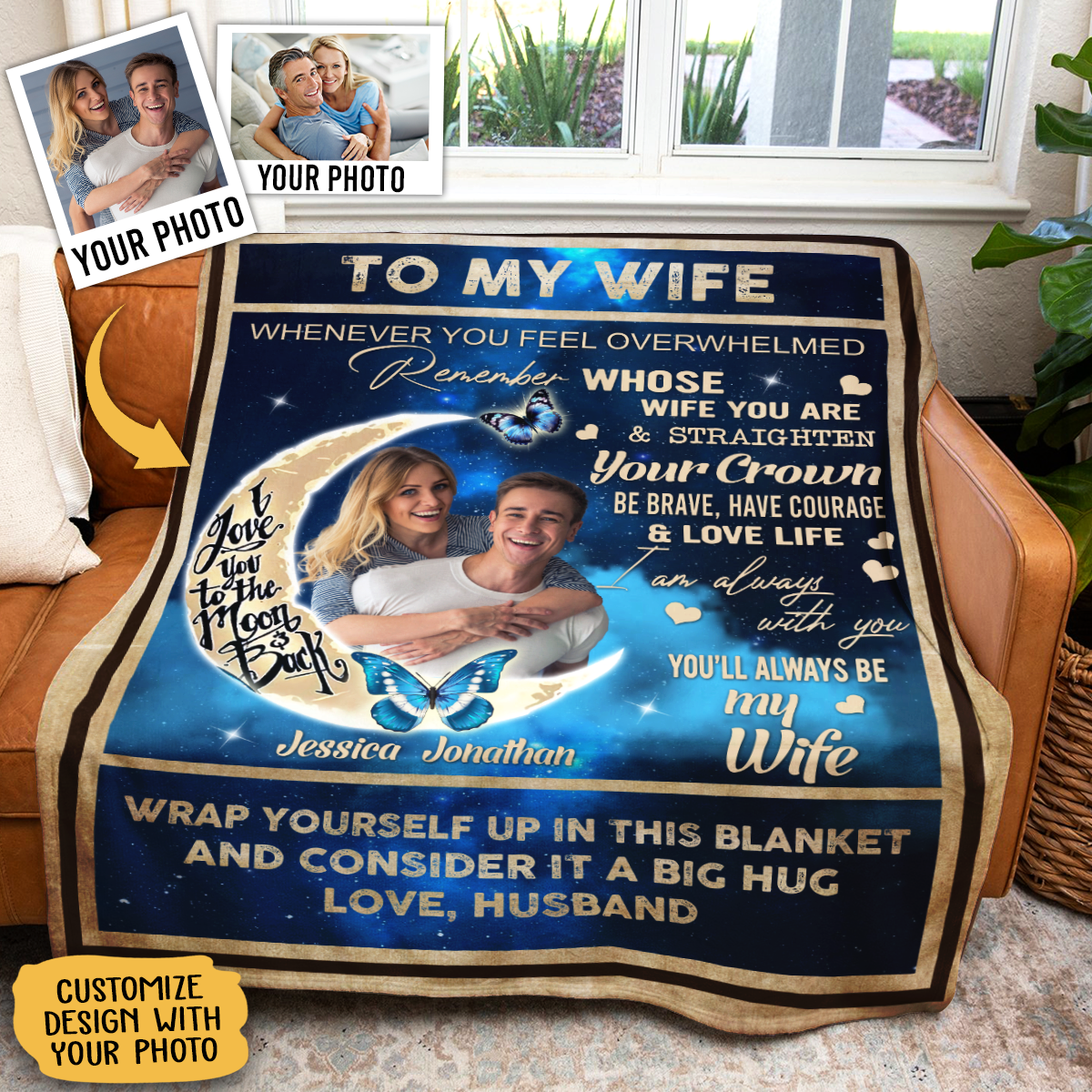 Custom Picture Quilt - To My Wife I Am Always With You - Husband To Wife, Mother's Day Gift For Wife