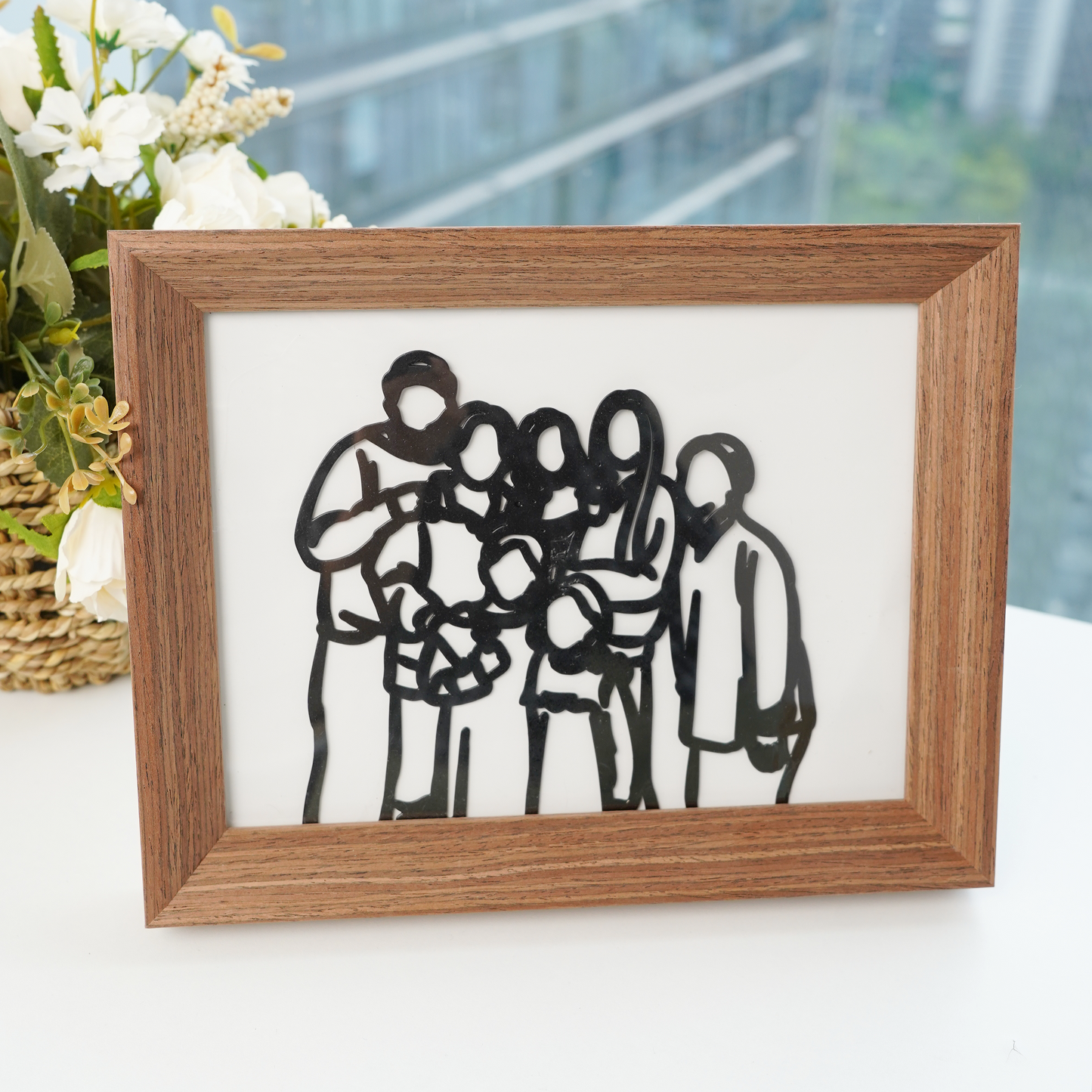 Custom 3D Framed Line Drawn Portrait Signs For Couple Family