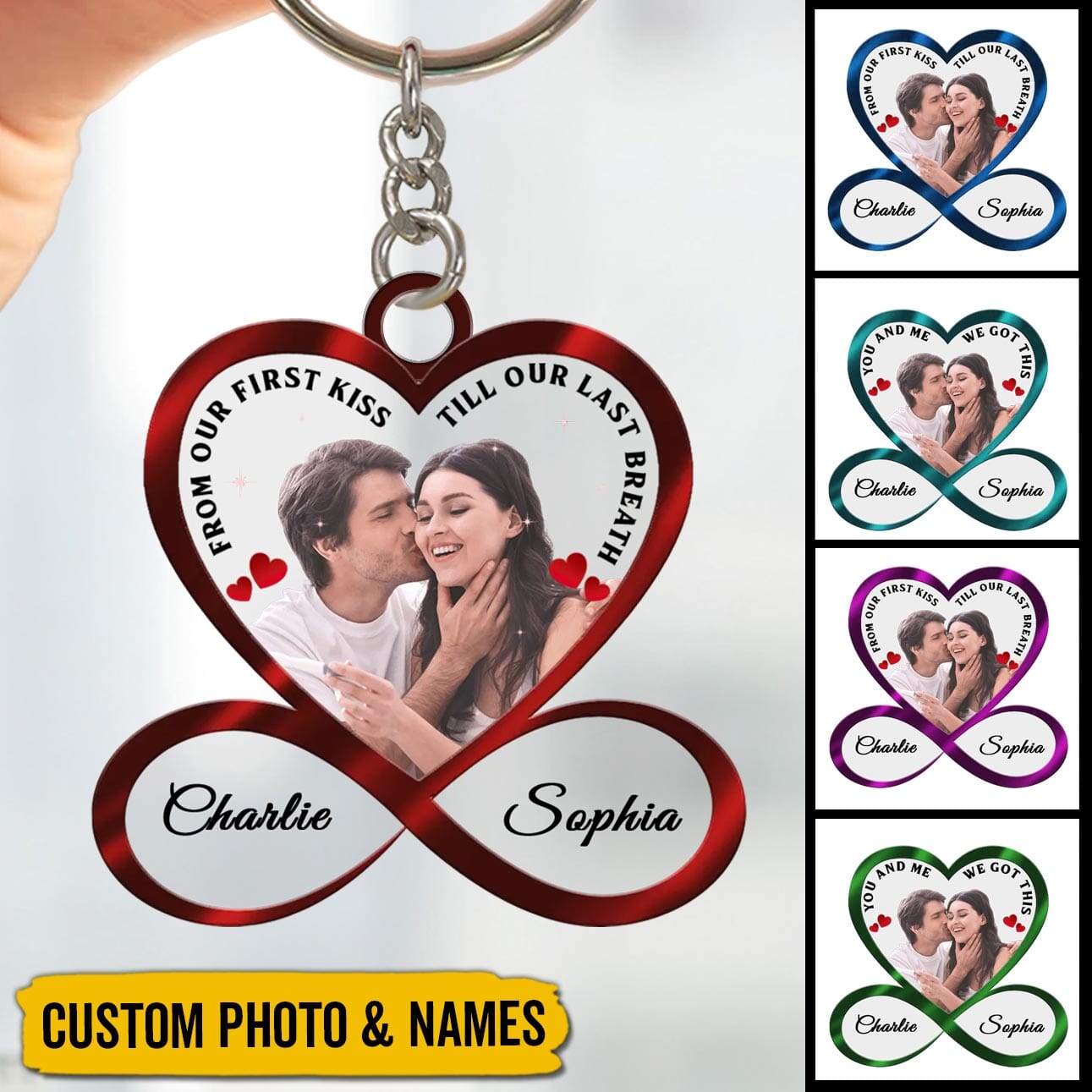 Infinity Heart Couple Custom Photo Personalized Acrylic Keychain