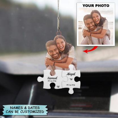 Personalized Car Hanging Ornament - Gift For Couple - I Love You Puzzle