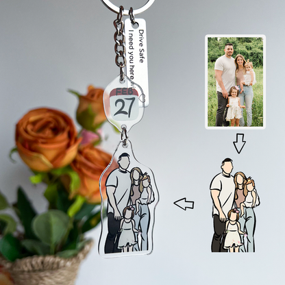 Personalized Portrait Drive Safe Keychain