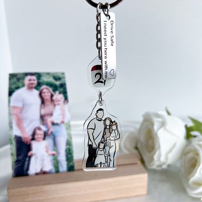 Personalized Portrait Drive Safe Keychain