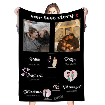 Personalized Photos Fleece Blankets Love Story Memorial Blanket