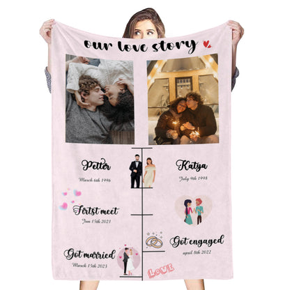 Personalized Photos Fleece Blankets Love Story Memorial Blanket