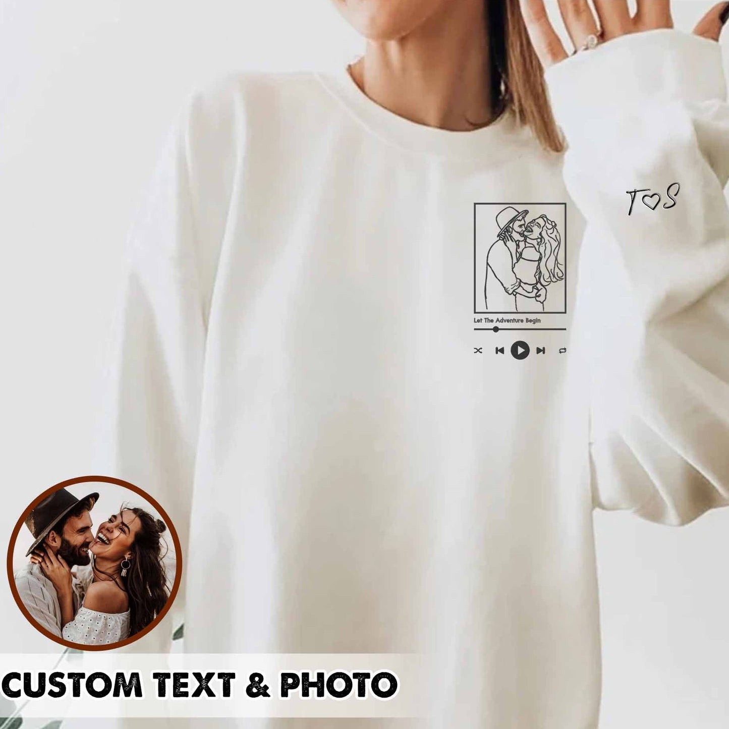 Plus Velvet Style-Custom Photo Sweatshirt Couple Hoodie Perfect Gift For Him