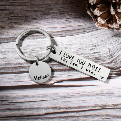 I Love You More Keychain Personalized Name Gifts for Couple