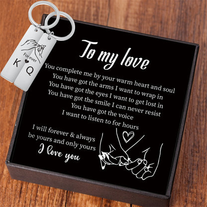 Keychain Set Engrave Name Heart Matching Couple Gifts