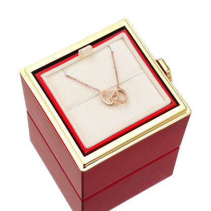 Eternal Rose Box - W/ Engraved Necklace & Real Rose.