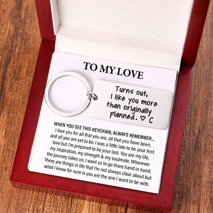 Personalized Initial Couple Keychain "Turns Out, I Like You More Than Originally Planned"