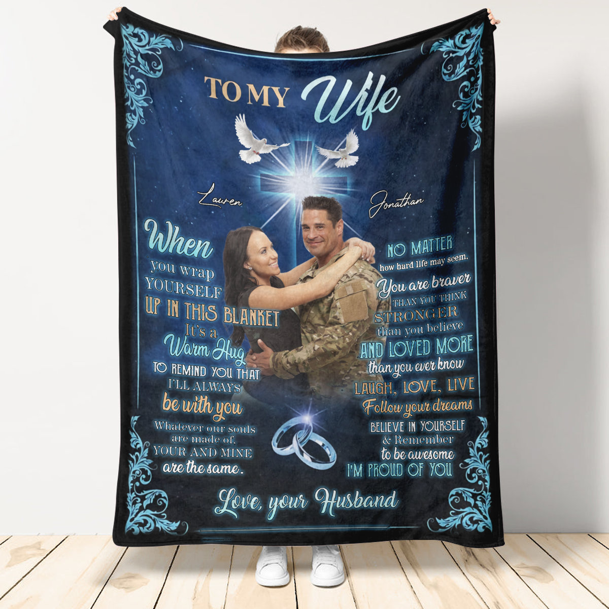 Personalized Blankets With Names And Pictures - To My Wife No Matter How Hard Life May Seem - Husband To Wife