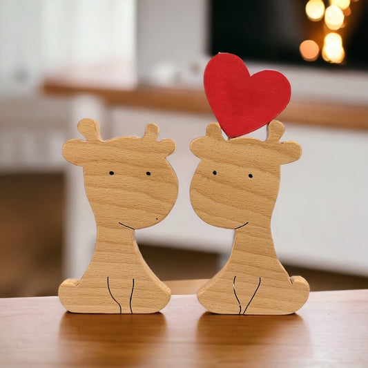 Wooden Cute Giraffe Love Couple Puzzle