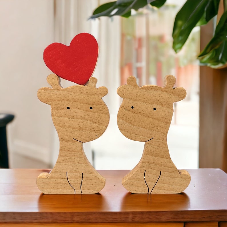 Wooden Cute Giraffe Love Couple Puzzle