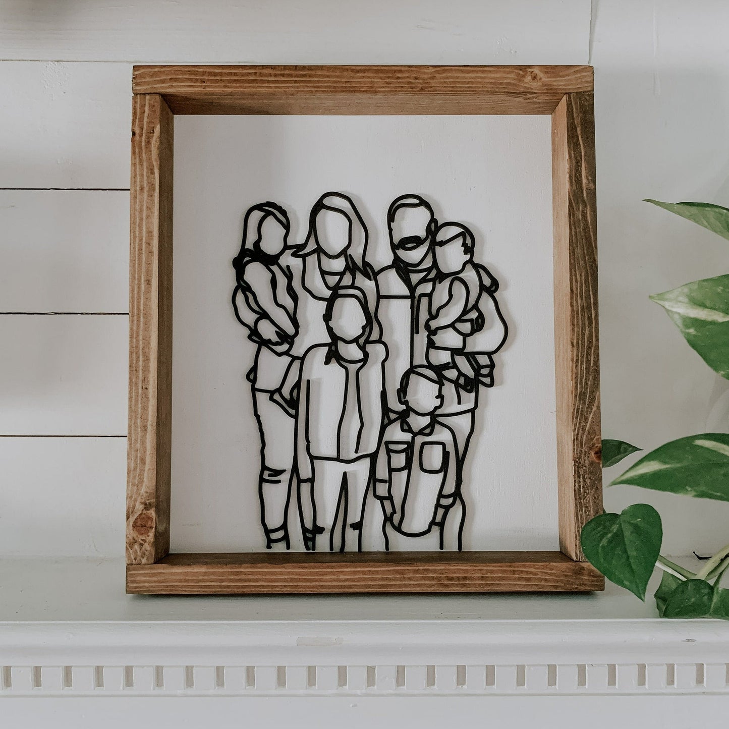 Custom 3D Framed Line Drawn Portrait Signs For Couple Family