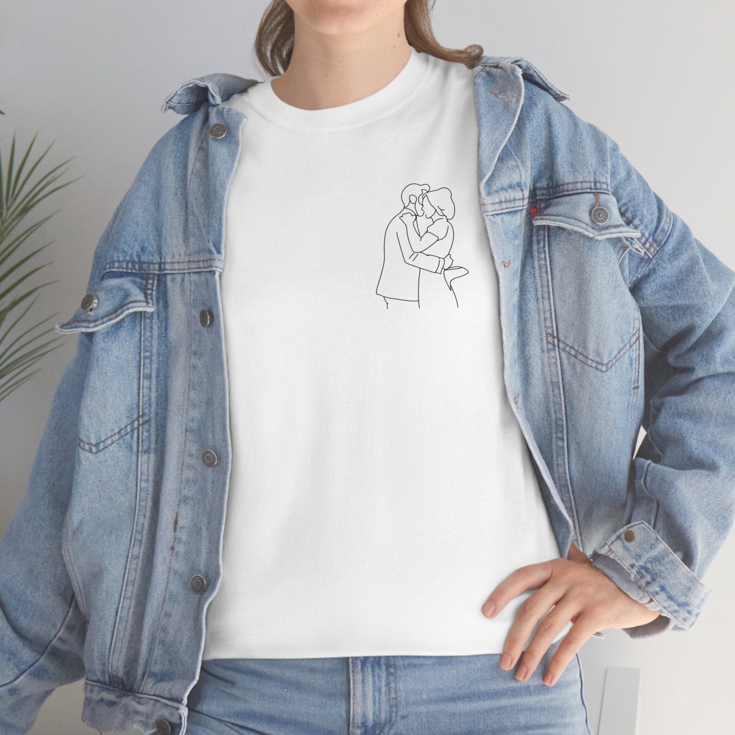 Custom Embroidered Line Drawing T-shirt