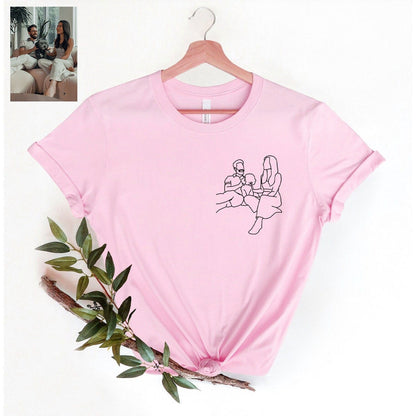 Custom Embroidered Line Drawing T-shirt